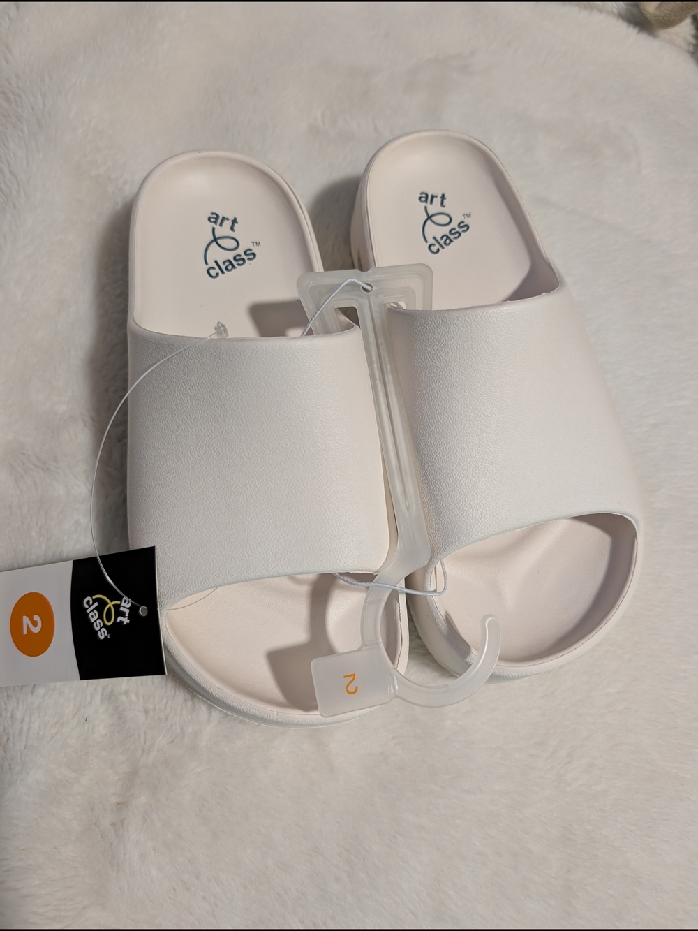 Kids Size 2 White Waterproof Summer Slide Sandals Art Class